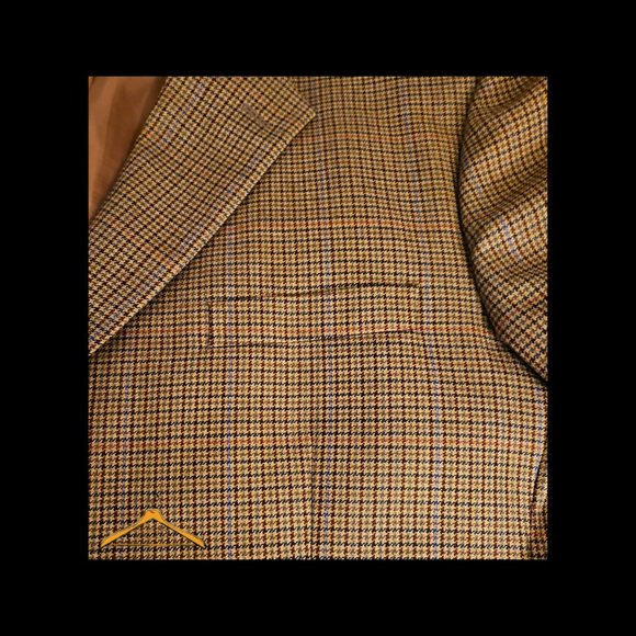 Brooks Brothers Sport Coat - 48L, Wool/Cashmere, Tan Houndstooth Plaid, EUC - Picture 6 of 12